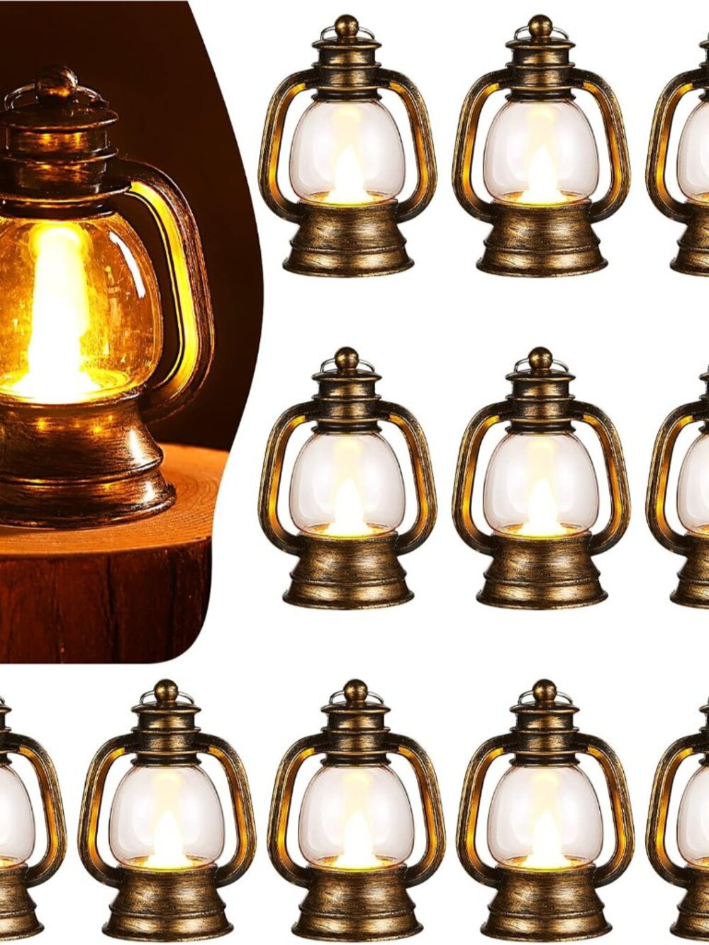 24 Pcs Mini Lanterns 4 Inch Retro Gold Lamp Table Centerpieces